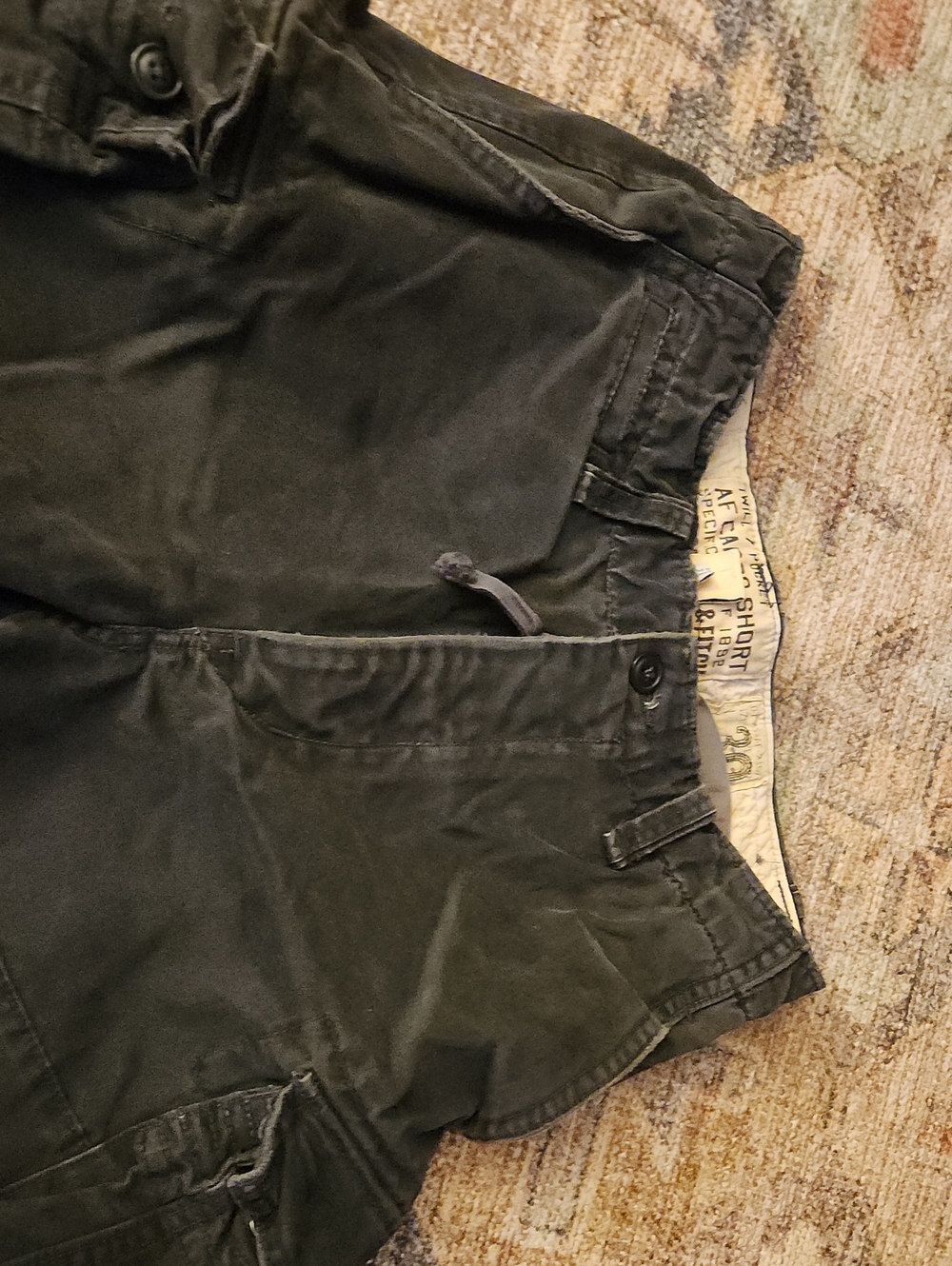 Abercrombie & Fitch Twill 7 Pocket Af Cargo Shorts- Heavy Baggy Y2K Style Sz30 - Picture 13 of 16